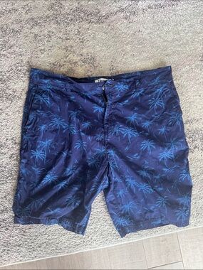 Trunks Blue Palm Tree Pattern Hybrid Men's Shorts Sz 36